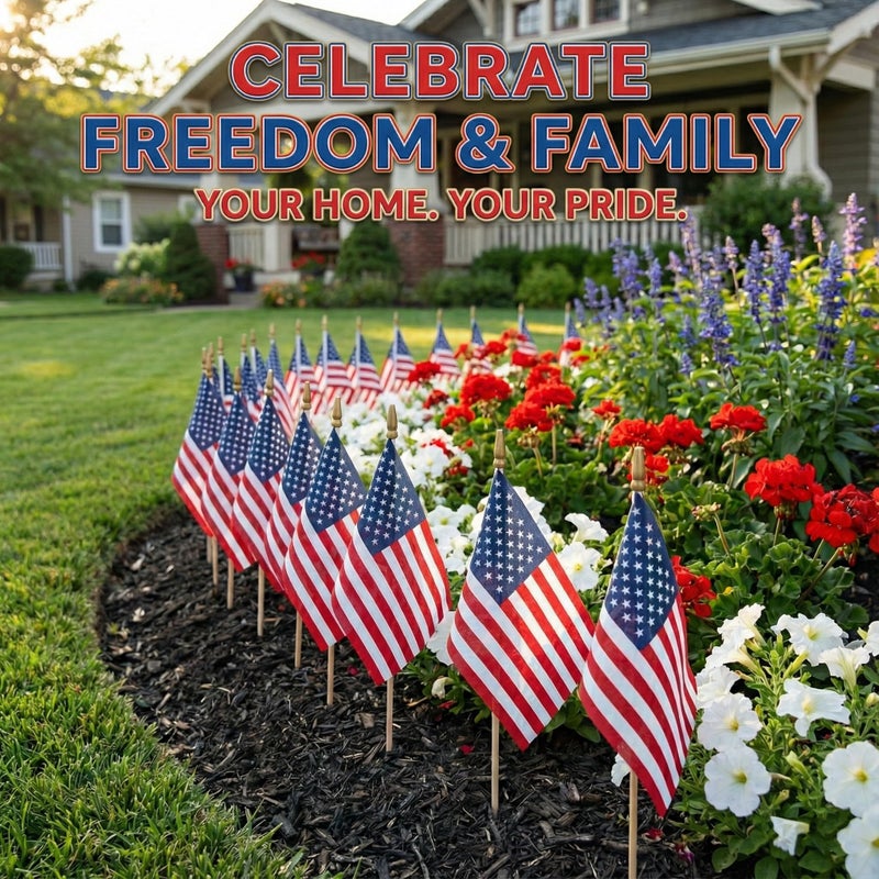 C CRYSTAL LEMON Pack of 100 Mini American Flags - 4x6 Inches American Flag - Small Flags on Sticks - American Flags for Labor Day - American Flag for Classroom - Labor Day Decorations - Image 3